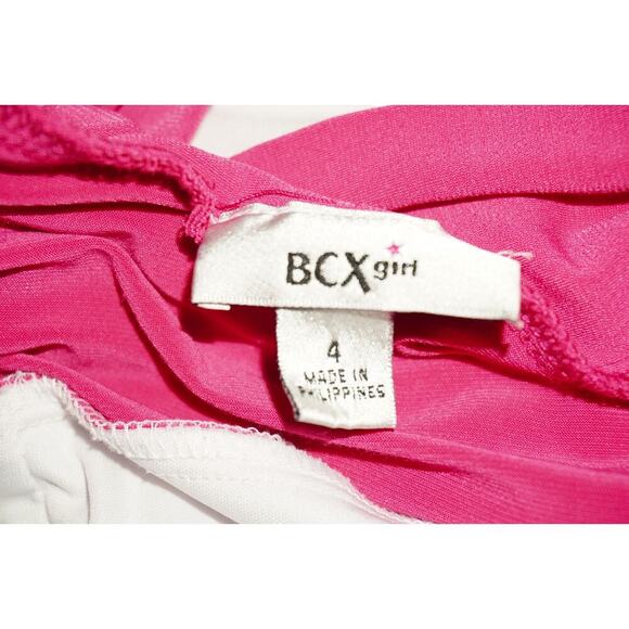 BCX Girl Pink White Polka Dot Dress Cap Sleeve Ruched Bodice Size 4 Girls - Picture 6 of 6